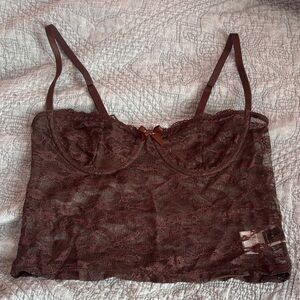 Brown Corset Crop Top